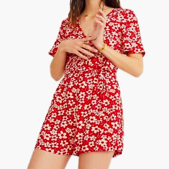 Madewell Mini Daisy wrap front romper 4 - Picture 1 of 8